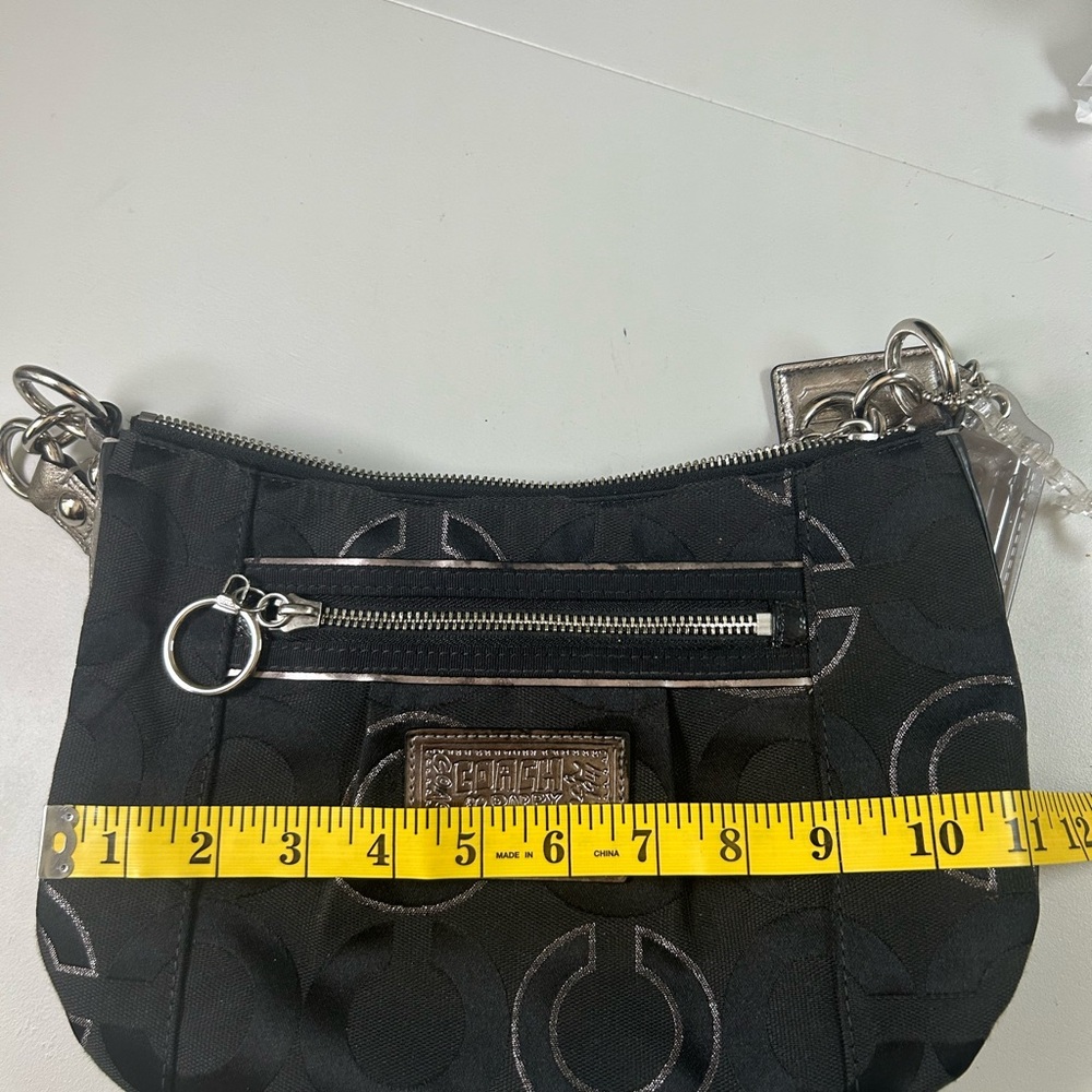 Coach Poppy Bag Black & Silver Women's Coach Purse Y2K Black Canvas "C" Logo - Picture 10 of 12